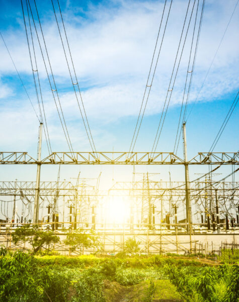 Substation equipment and dense lines, blue tone map. Substation equipment and dense lines, blue tone map.